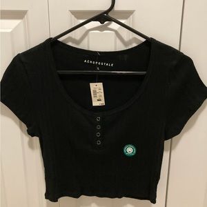 Aeropostale black buttoned crop top